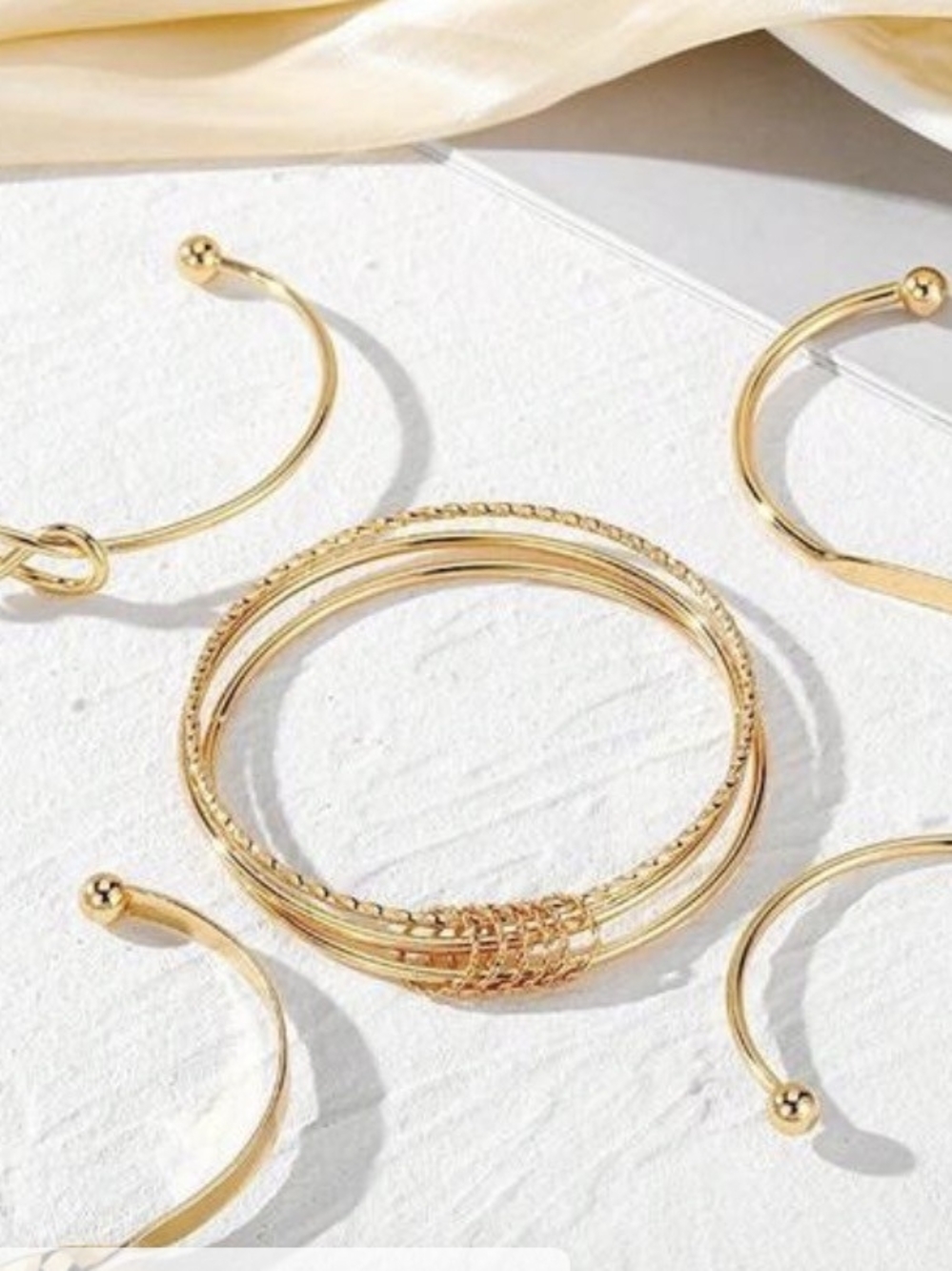 Gold Multi-Row Women's Stacked Bangle Bracelet